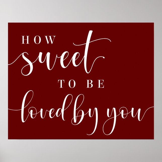 Póster Escritura De Borgoña Qué Dulce Es El Postre Boda (Frente)