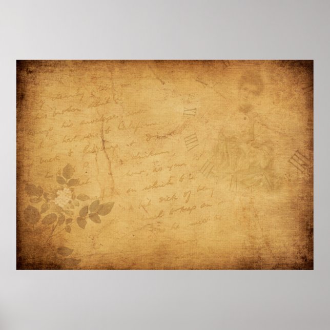 Póster Escritura de flores de imagen de fondo (Frente)