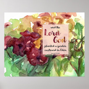 Póster Escritura de jardín Flores de Petunia Génesis