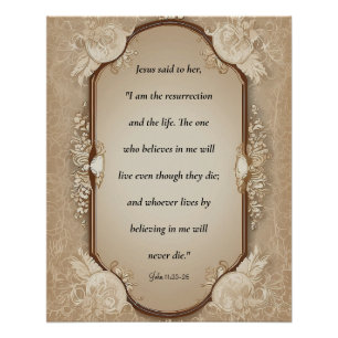 Póster Escritura de Resurrección, John 11-25, 26
