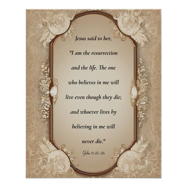 Póster Escritura de Resurrección, John 11-25, 26 (Anverso)