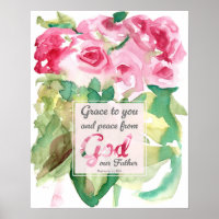 Escritura de rosas rosadas Romanos Gracia para ust