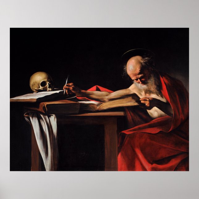 Póster Escritura de Saint Jerome (por Caravaggio) (Frente)
