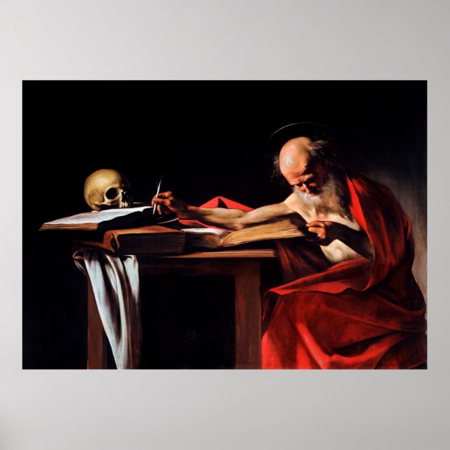 Póster Escritura de Saint Jerome por Caravaggio (1606) (Frente)