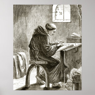 Póster Escritura del St. Vincent en su célula en Ferins,