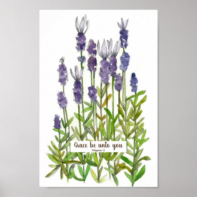 Póster Escritura Filipinas 1:2 Biblia Verse Lavanda (Frente)
