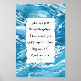 Póster Escritura inspiradora Biblia Cita olas oceánicas
