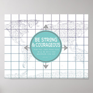 Póster Escritura inspiradora del mapa minimalista