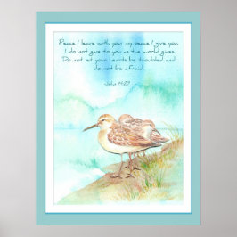 Póster Escritura, Inspiradora, Paz, John 14:27 Beach