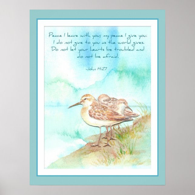Póster Escritura, Inspiradora, Paz, John 14:27 Beach (Frente)