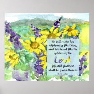 Póster Escritura Isaías 51:3 Lupinos del Desierto Flores 