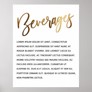 Póster Escritura manual mínima de oro Bebidas simples par
