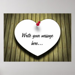 Póster Escritura manuscrita de corazón de papel Rústico