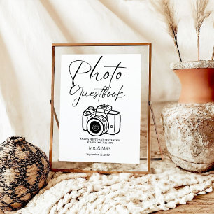 Póster escritura minimalista wedddingphoto guestbook sign
