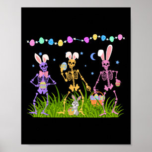 Póster Escrúpulos divertidos de Pascua bailando conejito 