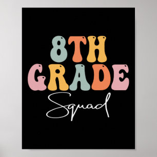 Póster Escuadrón de 8º grado Retro Groovy Mujeres Feliz P