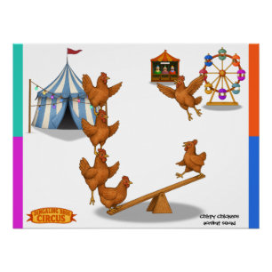 Póster escuadrón de acrobacias de pollitos alegres