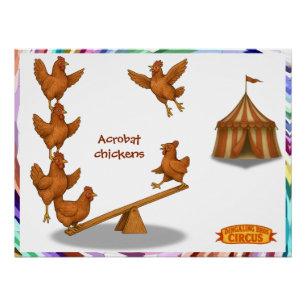 Póster escuadrón de acrobacias de pollos alegres