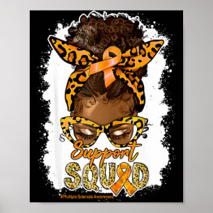 Póster Escuadrón de apoyo a mujeres Afro Moño Desordenado