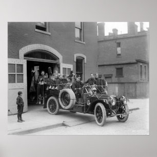 Póster Escuadrón de Bomberos Packard, 1911. Foto Antigua