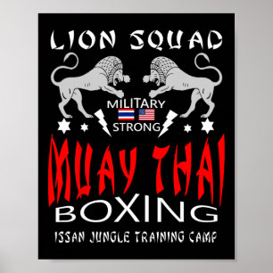 Póster Escuadrón de boxeo militar Muay Thai Lion