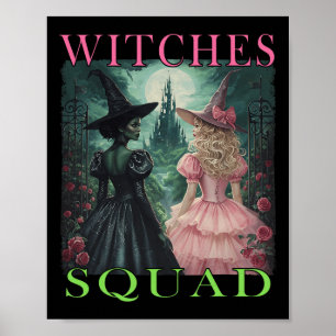 Póster Escuadrón De Brujas Halloween Toca A Bruja Rosa Y