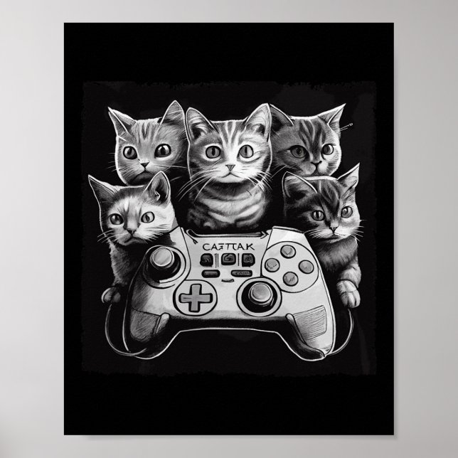 Póster Escuadrón de controladores de videojuegos para gat (Frente)
