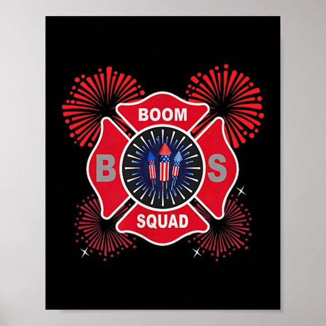 Póster escuadrón de explosión divertida 250 años 4 de jul (Frente)