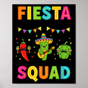 Póster escuadrón de fiesta cactus lindo pimiento pimiento