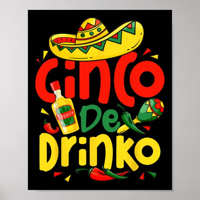 Póster Escuadrón de Fiesta Cinco Drinko 5 Cinco De Mayo (Frente)