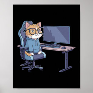 Póster Escuadrón de Gatos Jugadores Meme Divertido 