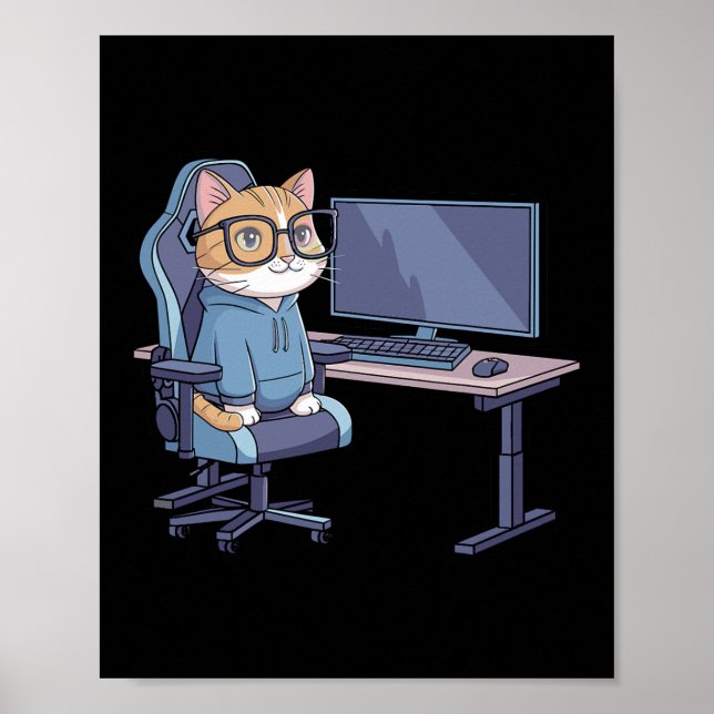 Póster Escuadrón de Gatos Jugadores Meme Divertido  (Frente)
