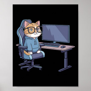 Póster Escuadrón de Gatos Jugadores Meme Divertido 1