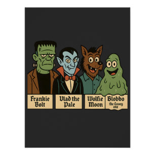 Póster Escuadrón de Monstruos Adorables Frankie Vlad Wolf