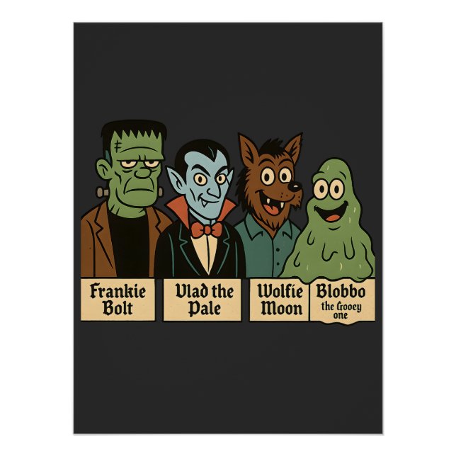 Póster Escuadrón de Monstruos Adorables Frankie Vlad Wolf (Anverso)