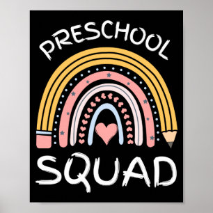 Póster escuadrón preescolar de hombres lindo retro vuelta
