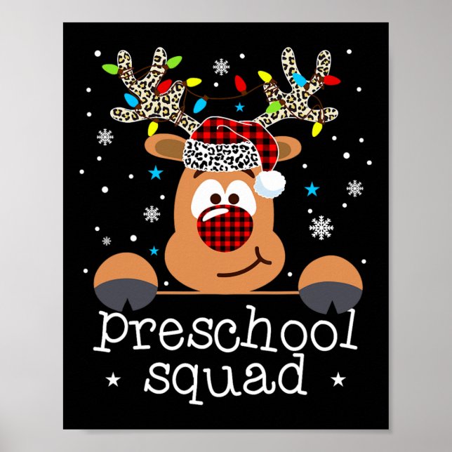 Póster Escuadrón preescolar plagado de reno santa hat pro (Frente)