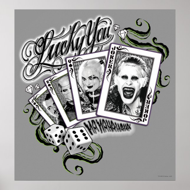 Póster Escuadrón suicida | Cartas de juego "Lucky You" (Frente)