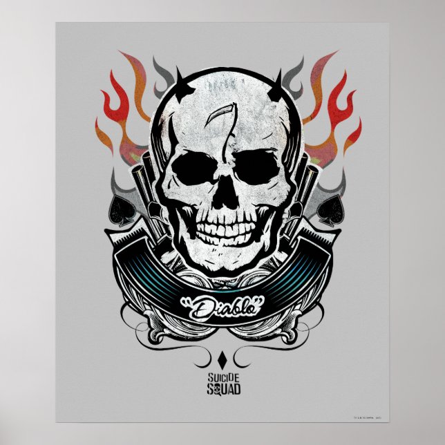 Póster Escuadrón suicida | Diablo Skull & Flames Tattoo A (Frente)