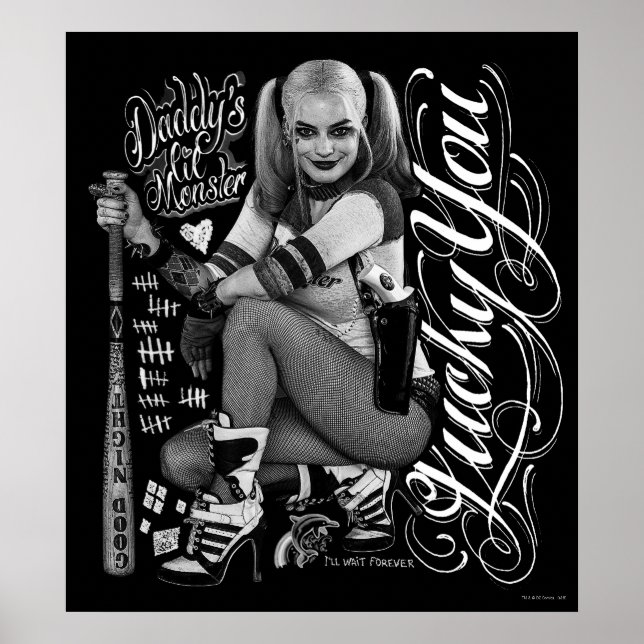 Póster Escuadrón suicida | Foto de tipografía de Harley Q (Frente)
