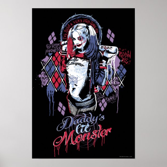 Póster Escuadrón suicida | Grafiti con tinta Harley Quinn (Frente)
