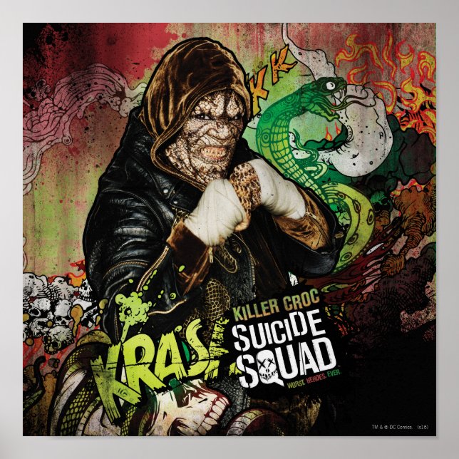 Póster Escuadrón suicida | Grafiti de caracteres cruzados (Frente)