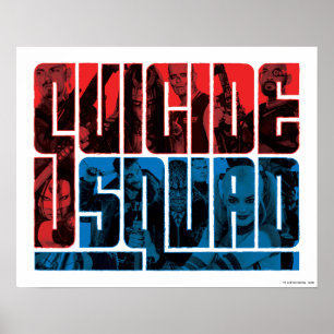 Póster Escuadrón suicida   Logo rojo y azul