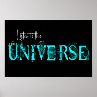 Póster Escucha el universo Stars Lotus moon Sun Art