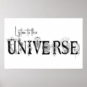 Póster Escucha el universo Stars Lotus moon Sun Art