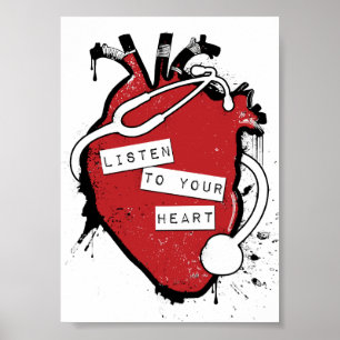 Póster escucha tu corazón anatómico