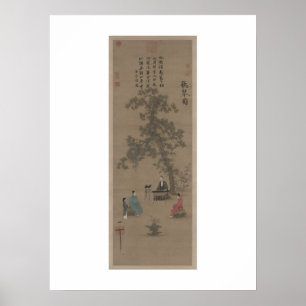 Póster Escuchando el Qin - Emperador Huizong, dinastía So