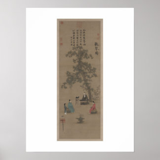 Póster Escuchando el Qin - Emperador Huizong, dinastía So