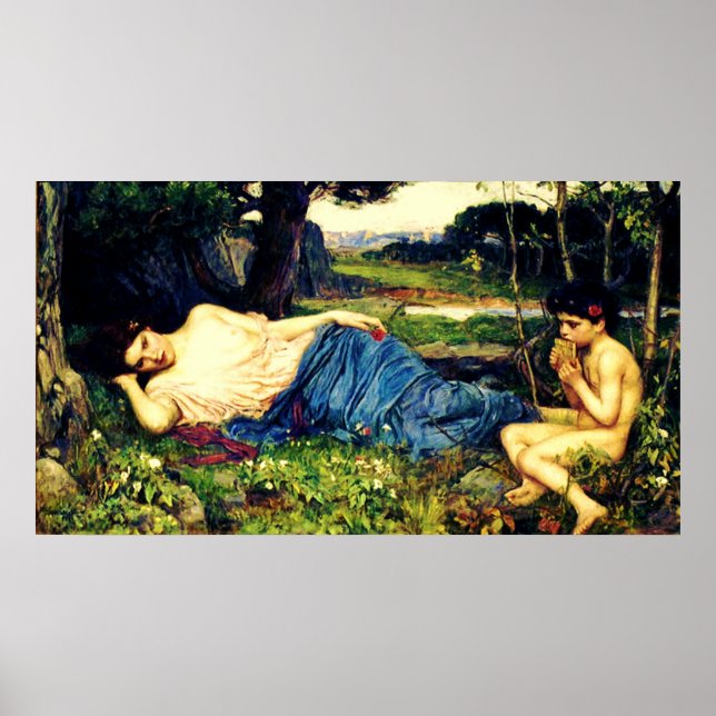 Póster Escuchando sus dulces pipings (1911)~ Bella Artes (Frente)