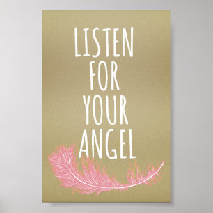 Póster Escuche inspirador a su ángel Cita